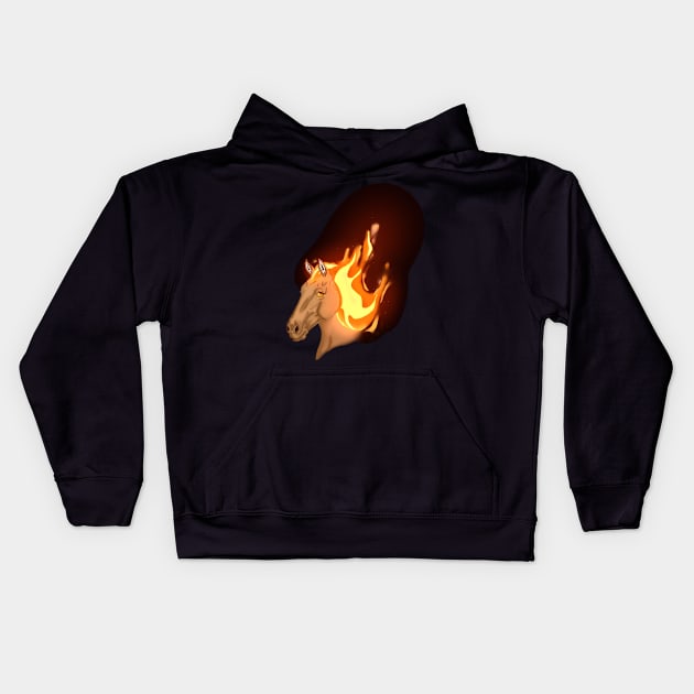 Flaming Horse Kids Hoodie by CheshireArt